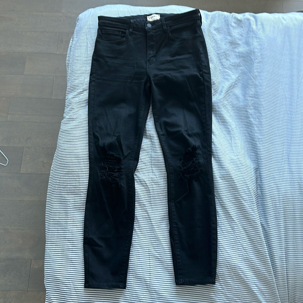 L’agence black distressed jeans